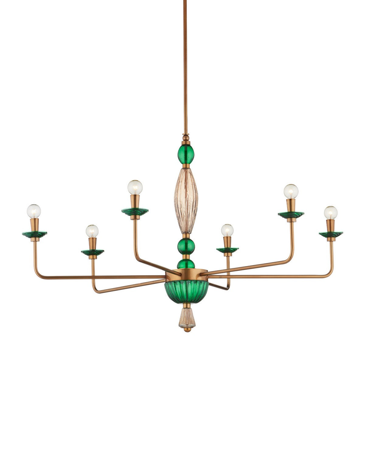 Currey and Company - 9000-1453 - Six Light Chandelier - Grasmere - Green / Aged Gold / Gold Luster