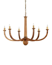 Currey and Company - 9000-1463 - Six Light Chandelier - Woodcroft - Natural / Antique Brass