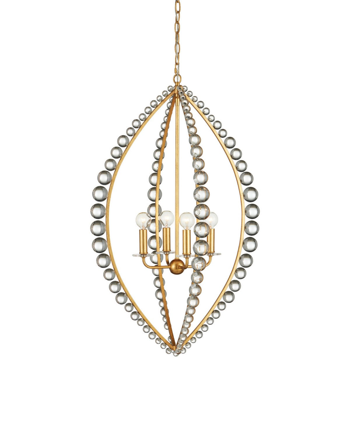 Currey and Company - 9000-1466 - Four Light Chandelier - Amadora - Clear / Antique Gold Leaf