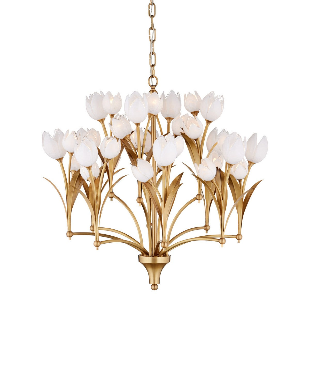 Currey and Company - 9000-1475 - LED Chandelier - Glazen - Polished Antique Brass / White