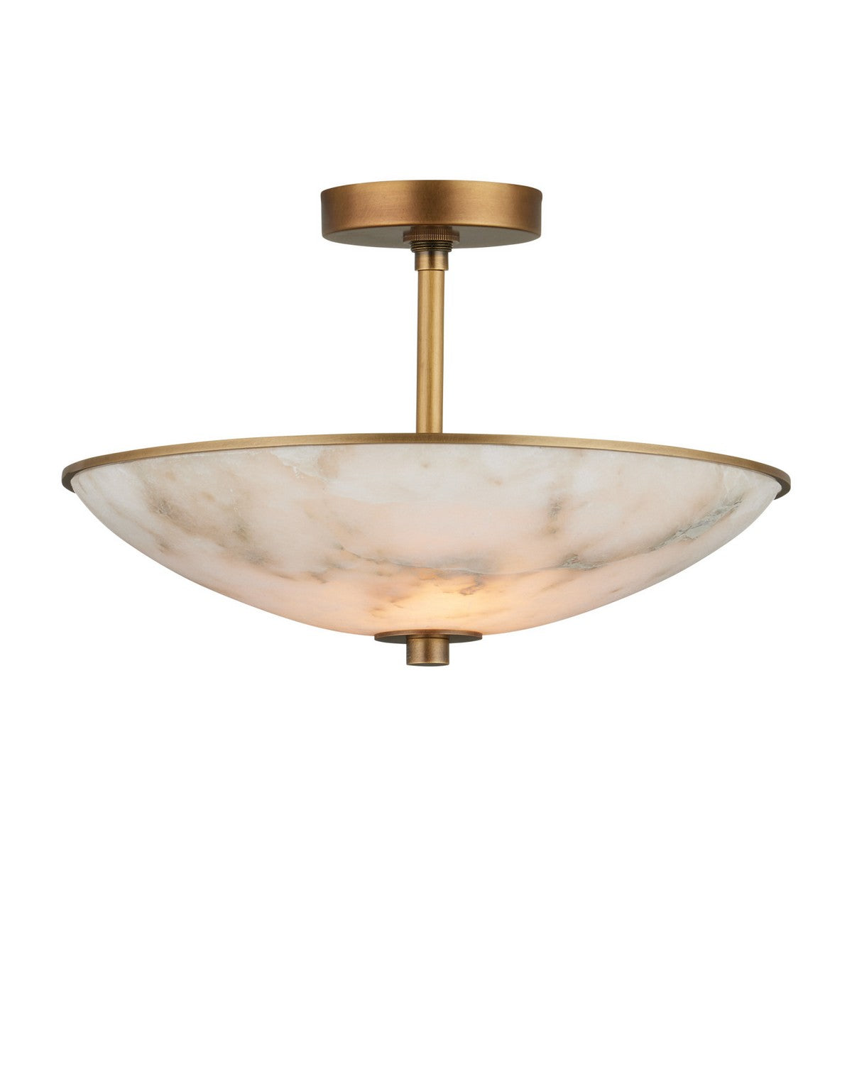 Currey and Company - 9000-1477 - Two Light Semi-Flush Mount - Volterra - Natural / Antique Brass