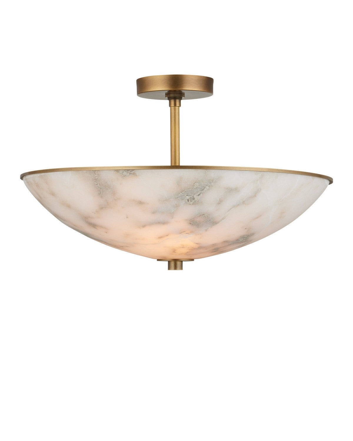 Currey and Company - 9000-1478 - Two Light Semi-Flush Mount - Volterra - Natural / Antique Brass