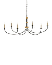 Currey and Company - 9000-1481 - Six Light Chandelier - Lawton - Satin Black / Contemporary Gold Leaf