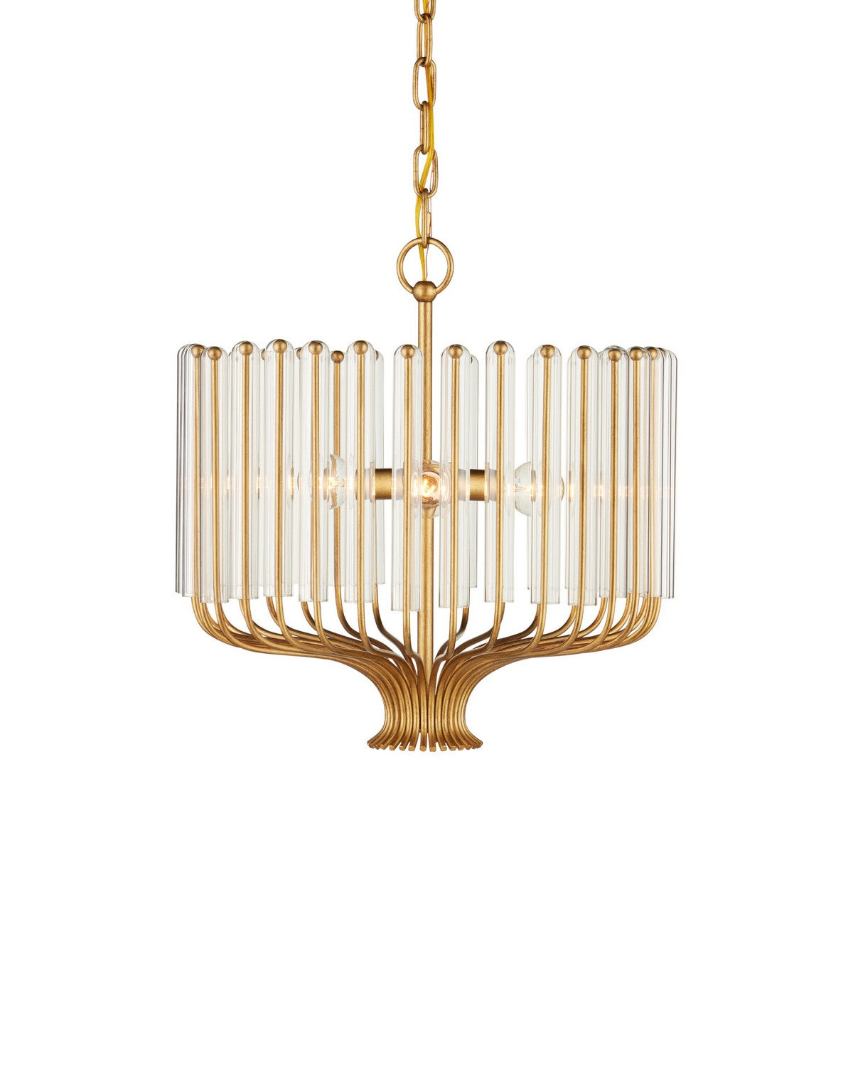 Currey and Company - 9000-1484 - Three Light Chandelier - Faraday - Brushed Brass / Clear