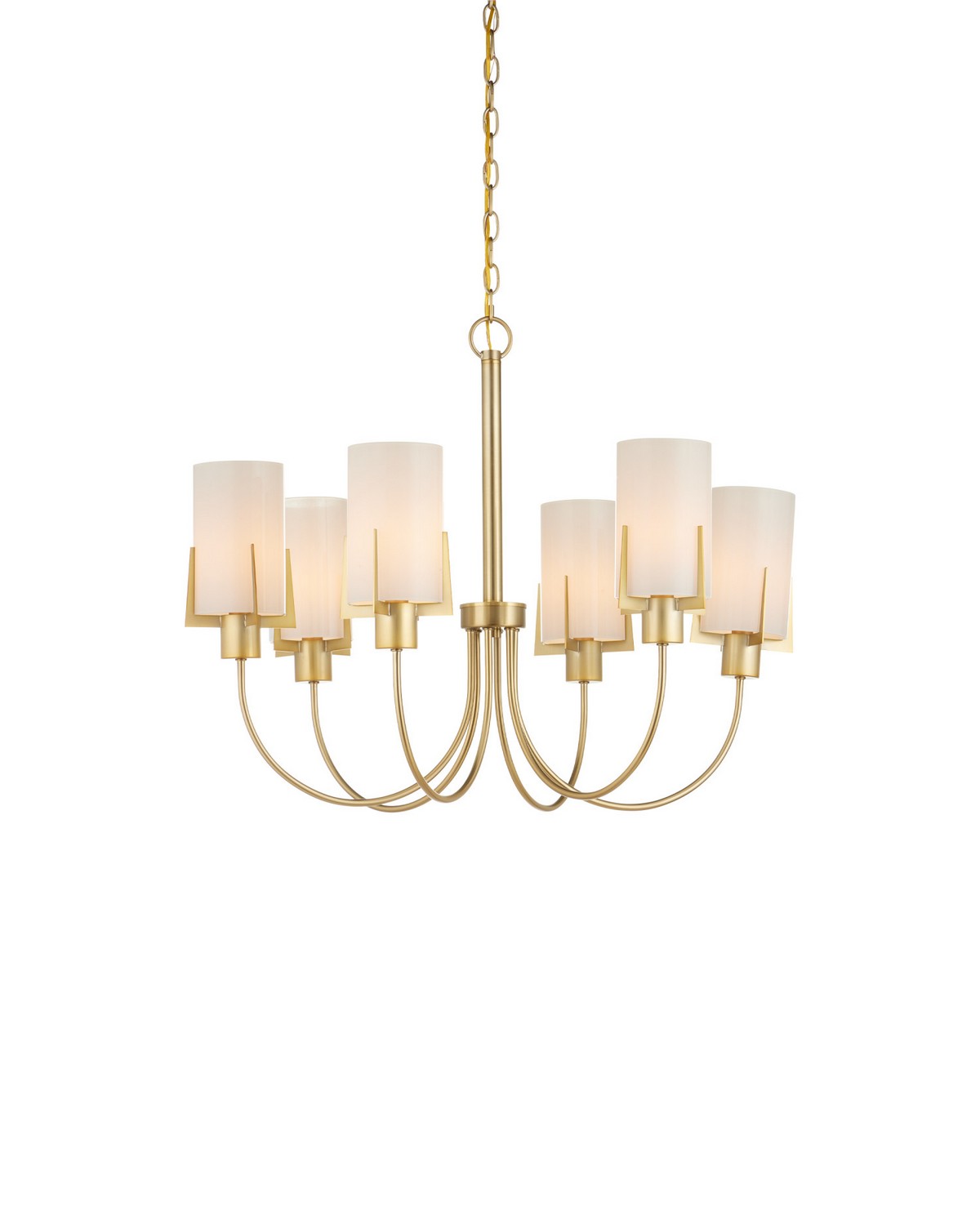 Currey and Company - 9000-1491 - Six Light Chandelier - Macklin - Brass / White