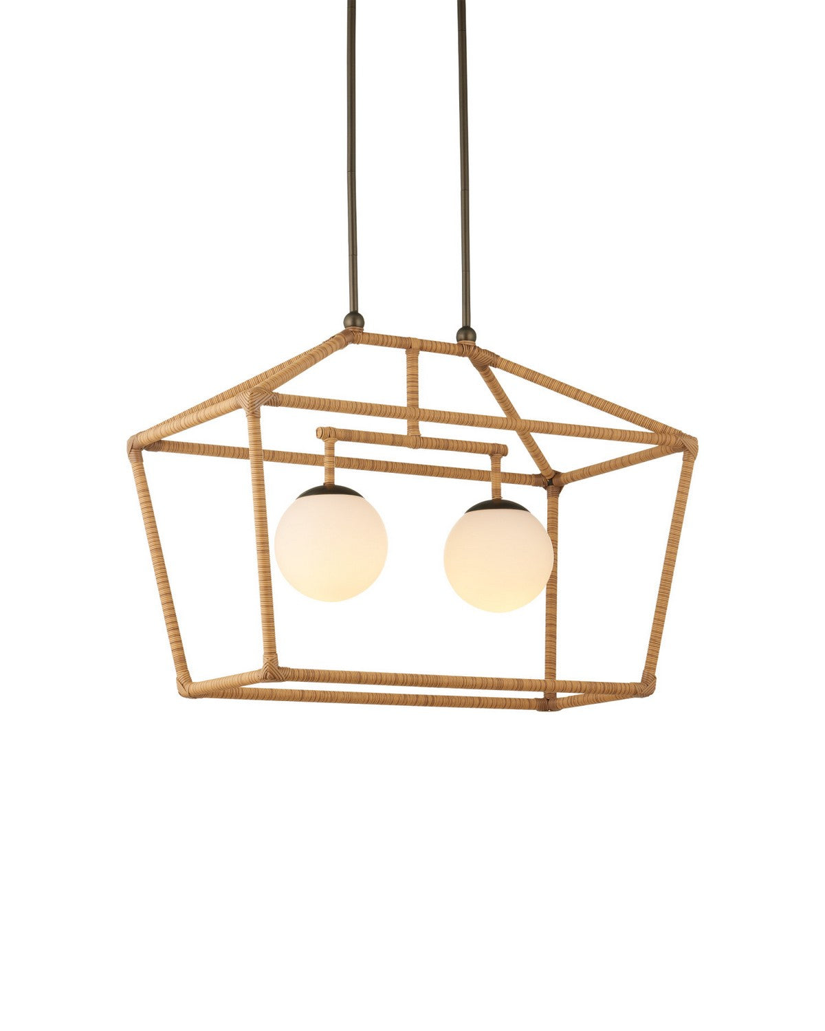 Currey and Company - 9500-0030 - Two Light Outdoor Lantern - Denison - Natural / Bronze / Frosted White
