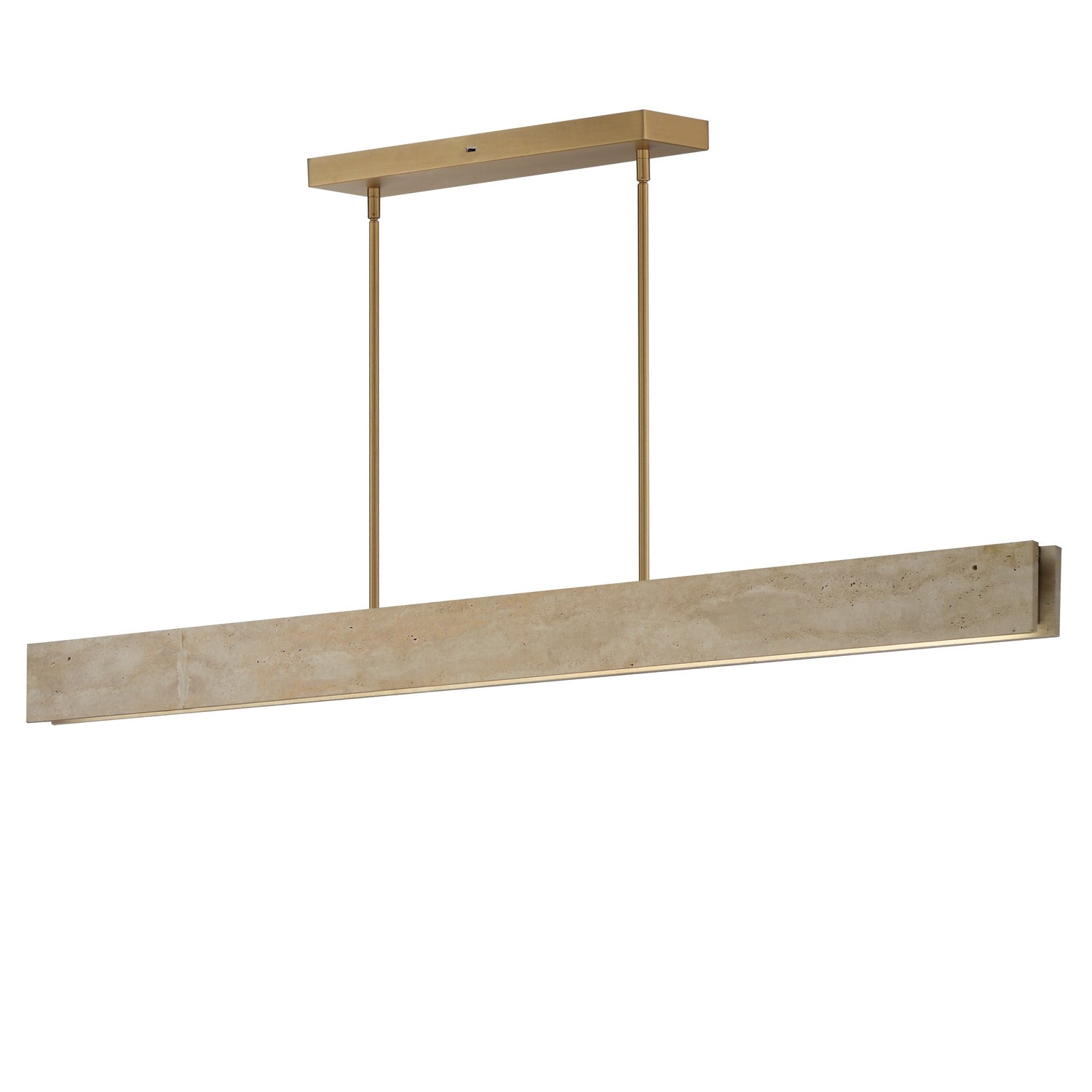 ET2 - E26268-TVNAB - LED Linear Pendant - Lintel - Travertine / Natural Aged Brass