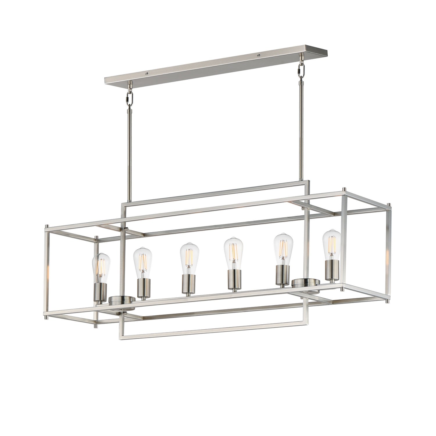 Maxim - 10416SN - Six Light Linear Pendant - Gridline - Satin Nickel
