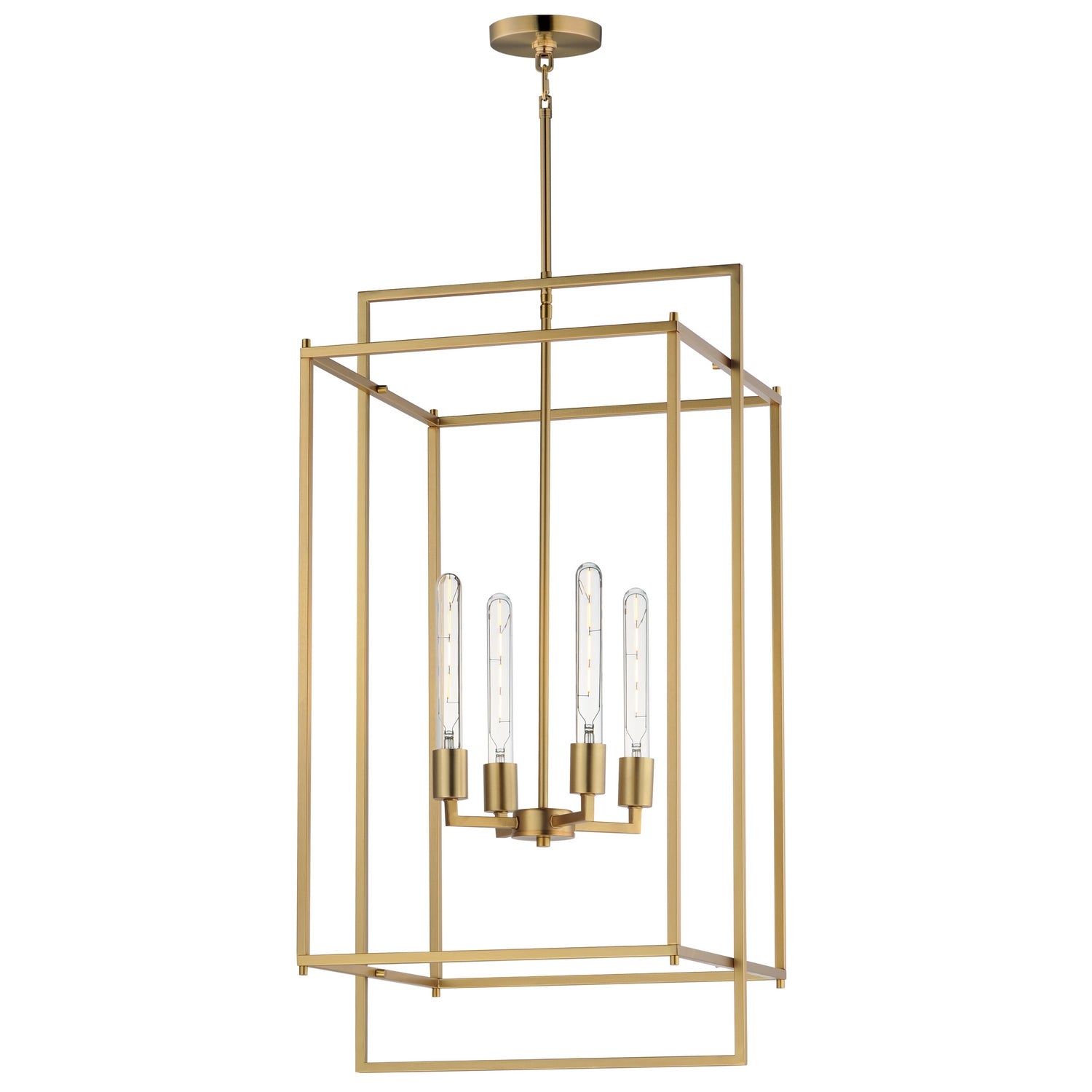 Maxim - 10413NAB - Four Light Pendant - Gridline - Natural Aged Brass