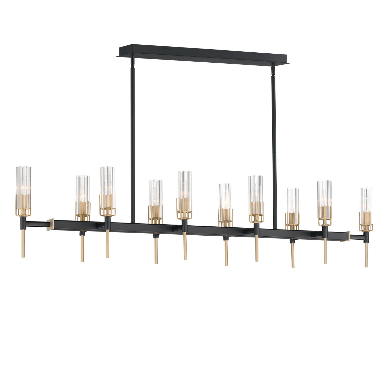 Maxim - 16119CLBKAB - Ten Light Linear Pendant - Flambeau - Black / Antique Brass