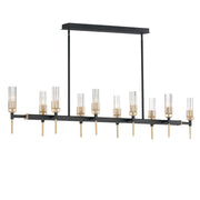 Maxim - 16119CLBKAB - Ten Light Linear Pendant - Flambeau - Black / Antique Brass