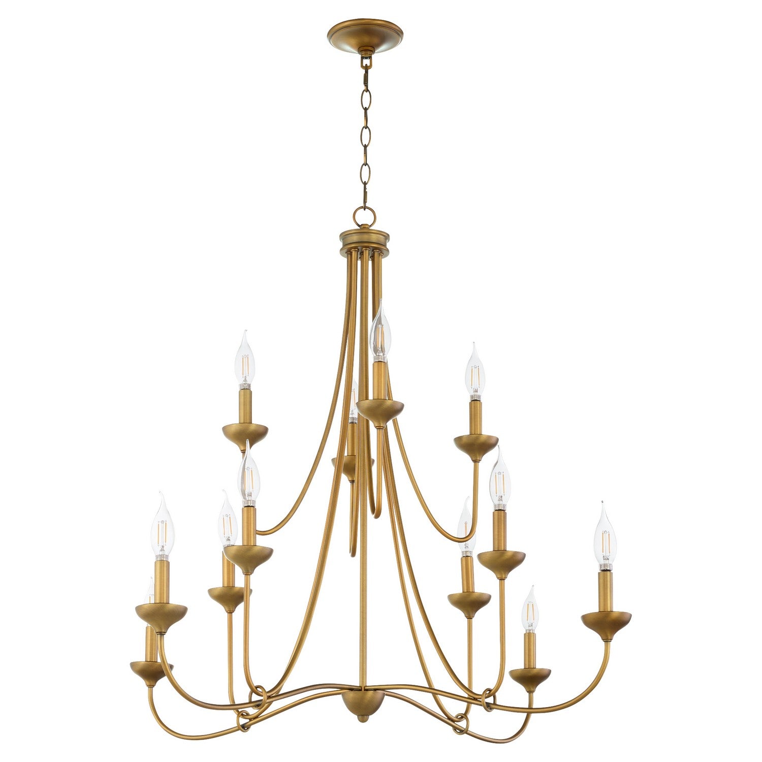 Quorum - 655-12-47 - 12 Light Chandelier - Livingston - Brushed Brass