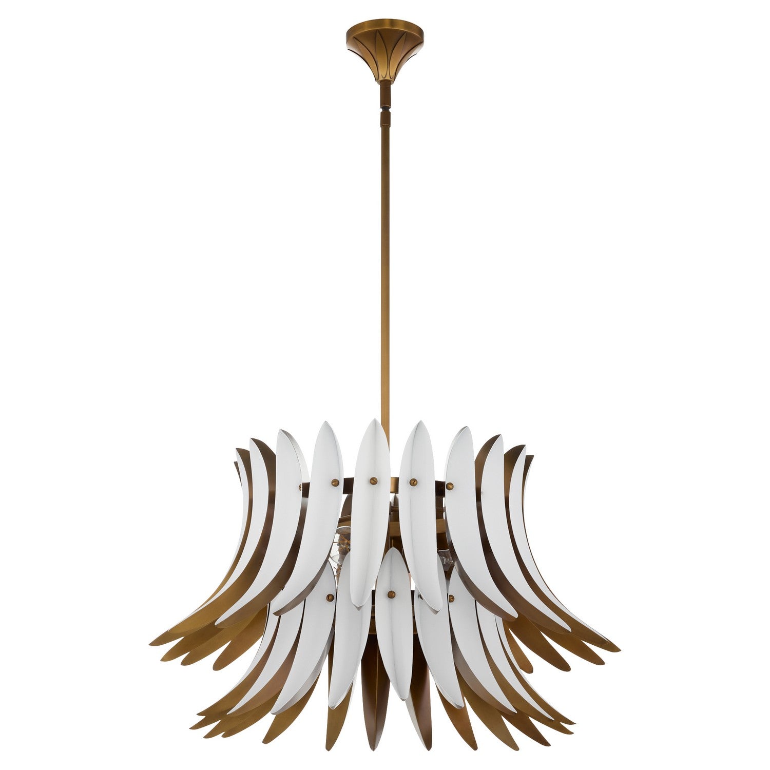 Quorum - 825-3-4708 - Three Light Pendant - Aldridge - Brushed Brass|Studio White