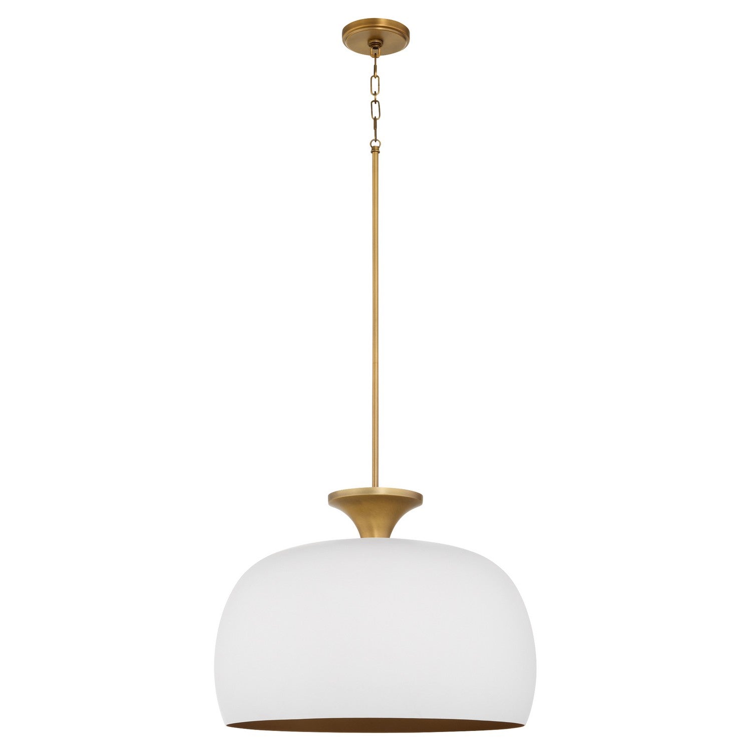 Quorum - 897-22-0847 - Three Light Pendant - Stupa - Studio White|Brushed Brass