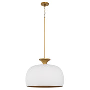Quorum - 897-22-0847 - Three Light Pendant - Stupa - Studio White|Brushed Brass