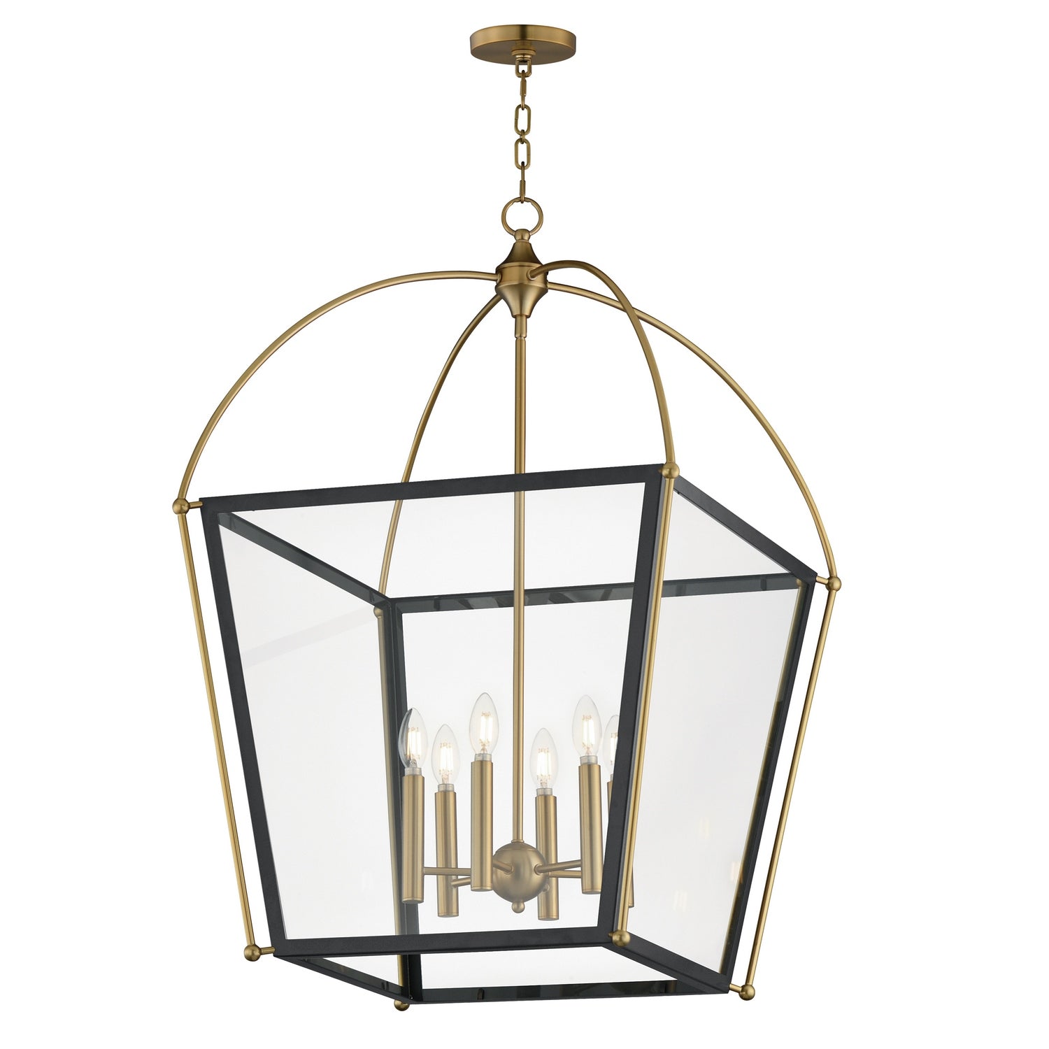 Maxim - 22526BKNAB - Six Light Pendant - McCadden - Black / Natural Aged Brass