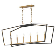 Maxim - 28616BKNAB - Six Light Linear Pendant - Melrose - Black / Natural Aged Brass