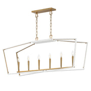 Maxim - 28616WTNAB - Six Light Linear Pendant - Melrose - White/Natural Aged Brass