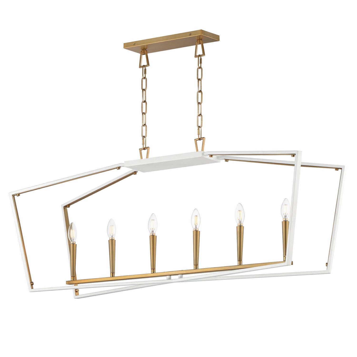 Maxim - 28616WTNAB - Six Light Linear Pendant - Melrose - White/Natural Aged Brass
