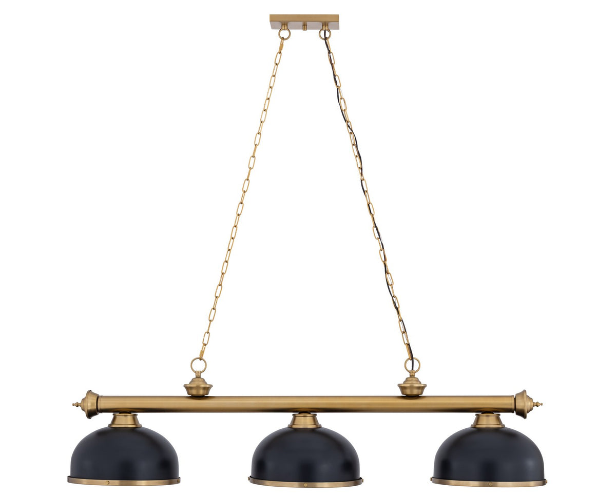 Z-Lite - 2306-3HBR-D12MB+HBR - Three Light Billiard - Cordon - Heritage Brass