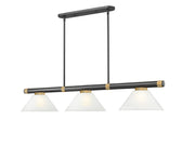Z-Lite - 3050-3MB-RB-AWL14 - Three Light Billiard - Vanguard - Matte Black + Rubbed Brass