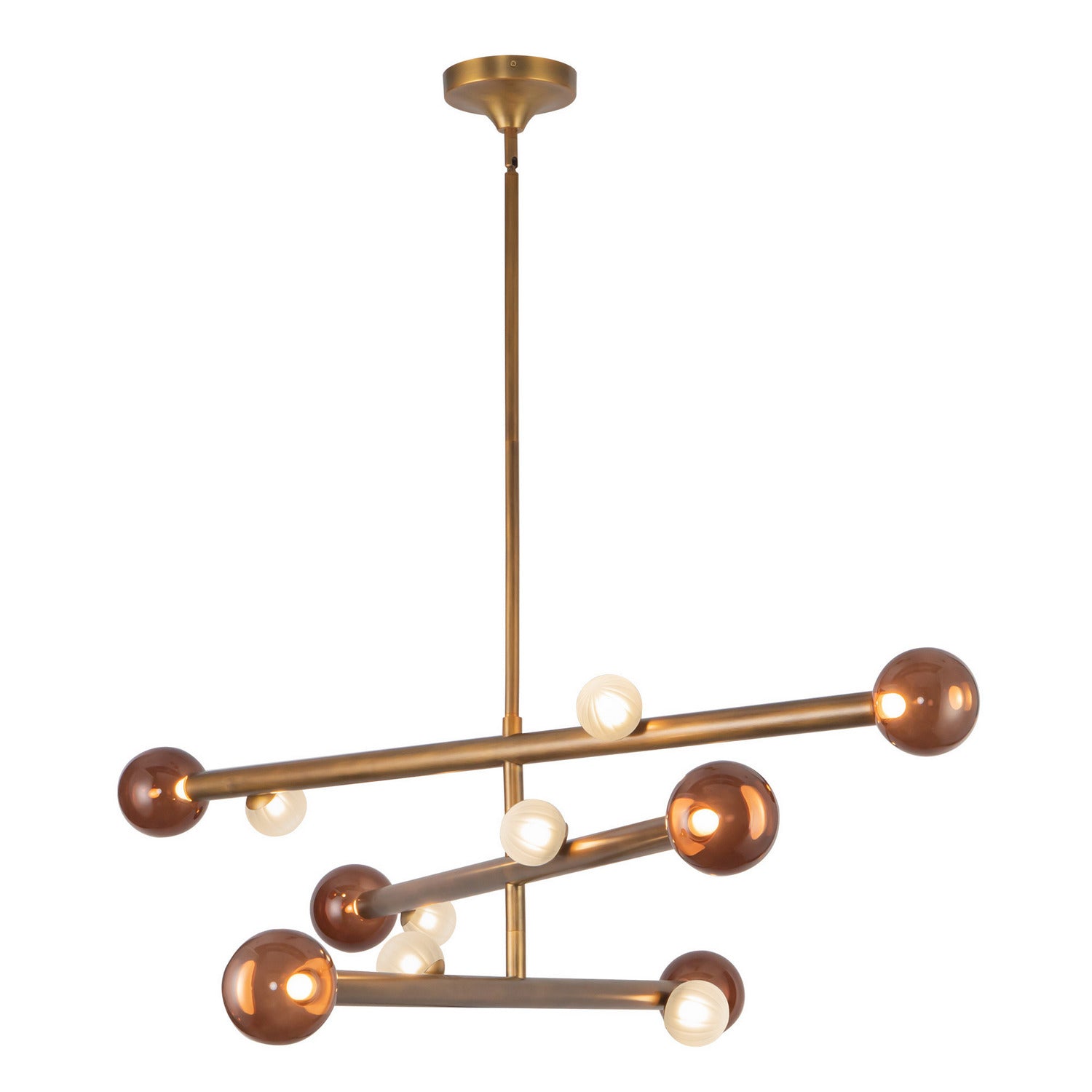 Kuzco Lighting - CH32848-VB/AM - LED Chandelier - Reese - Vintage Brass/Amber Glass