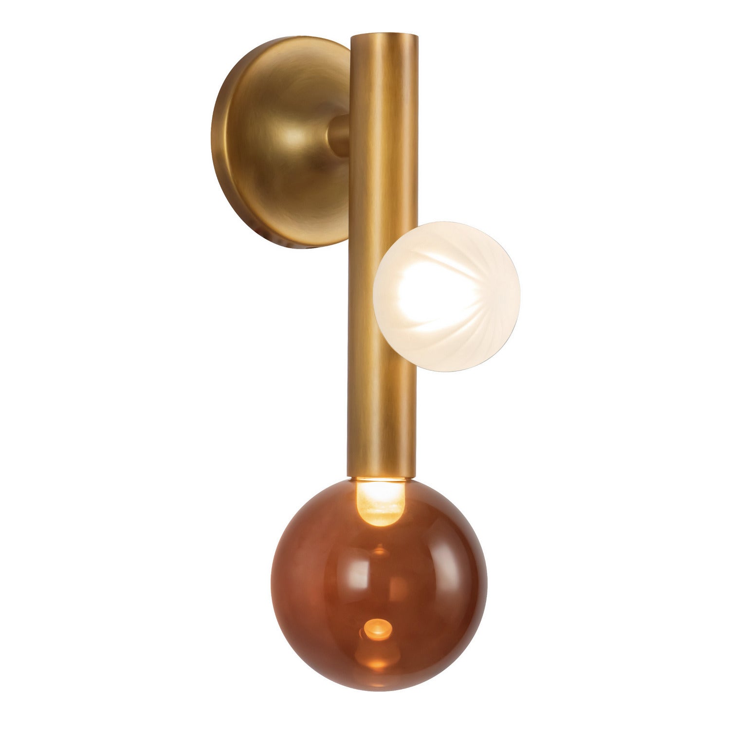 Kuzco Lighting - WS32814-VB/AM - LED Wall Sconce - Reese - Vintage Brass/Amber Glass