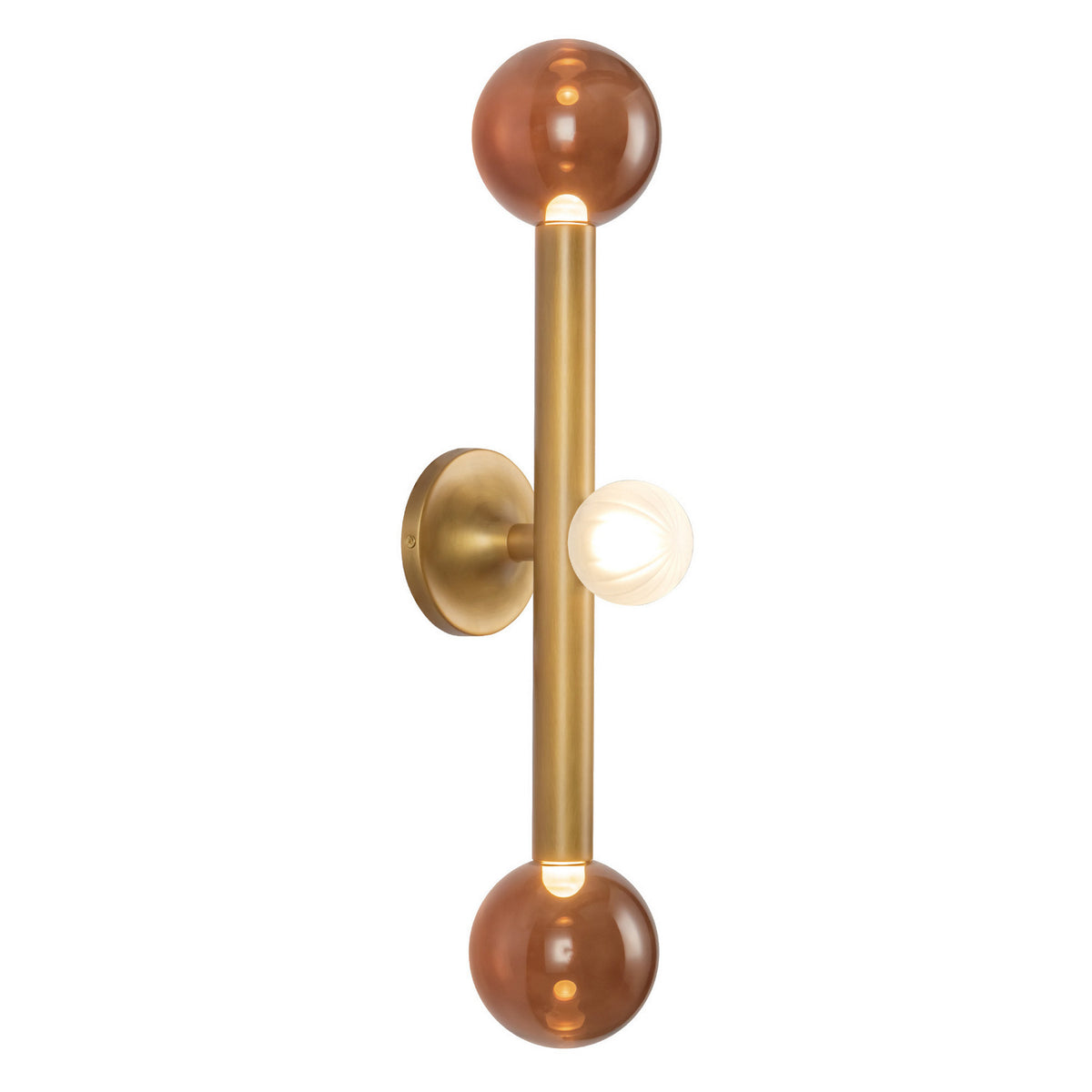 Kuzco Lighting - WS32823-VB/AM - LED Vanity Light - Reese - Vintage Brass/Amber Glass