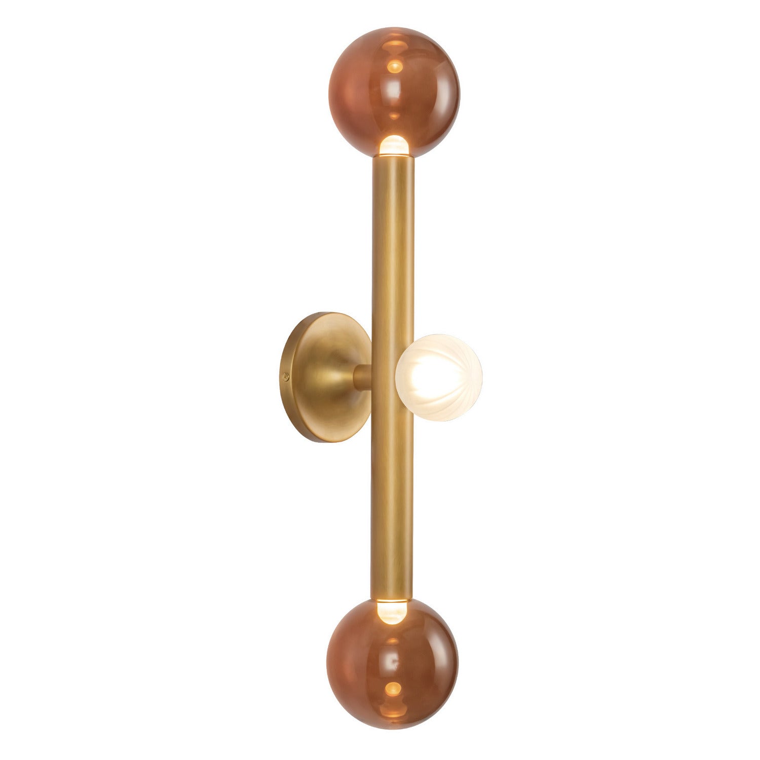 Kuzco Lighting - WS32823-VB/AM - LED Vanity Light - Reese - Vintage Brass/Amber Glass
