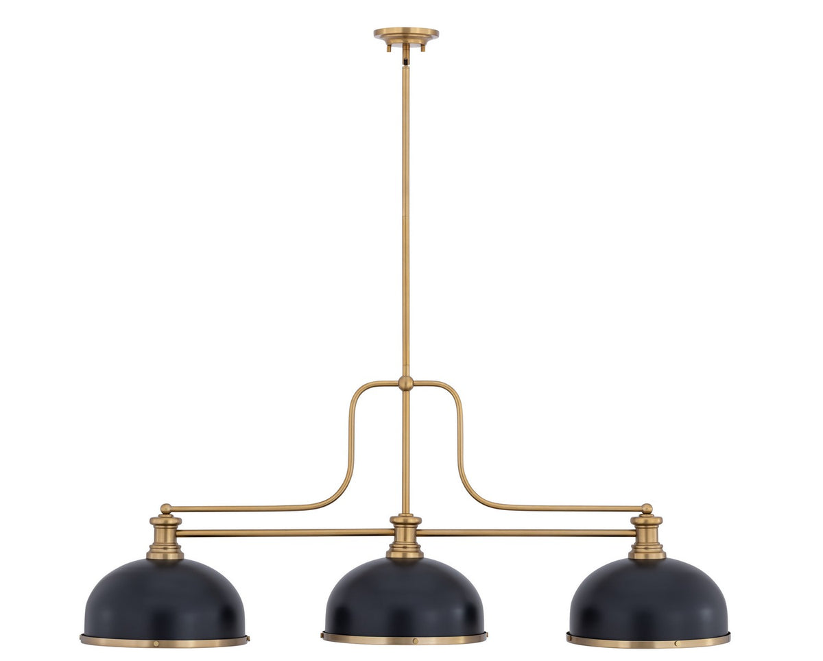Z-Lite - 725-3HBR-D12MB+HBR - Three Light Billiard - Melange - Heritage Brass