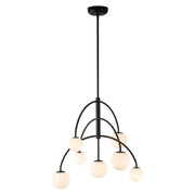 Alora - CH686027MBOP - Seven Light Chandelier - Fiona - Matte Black/Opal Glass