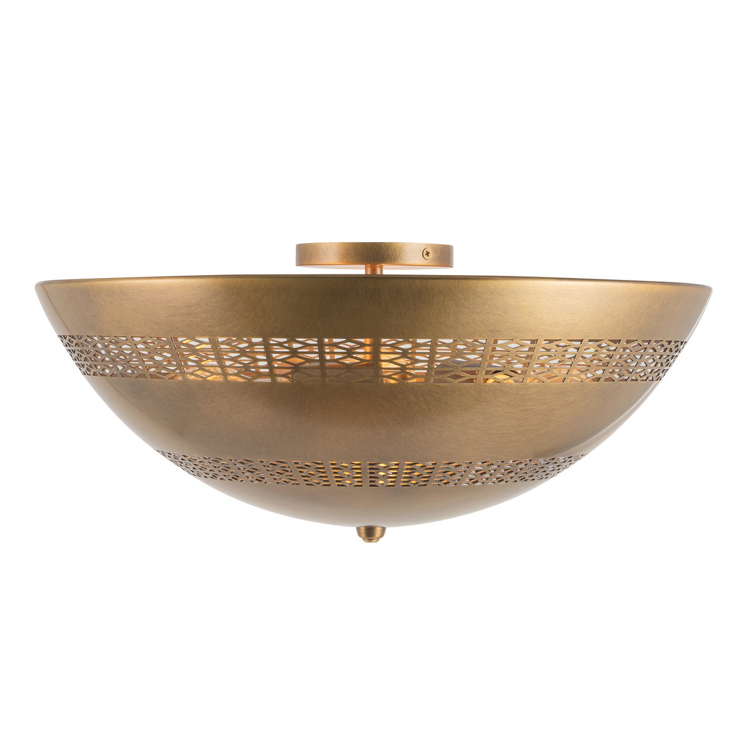 Alora - FM358318VB - Three Light Flush Mount - Overland - Vintage Brass