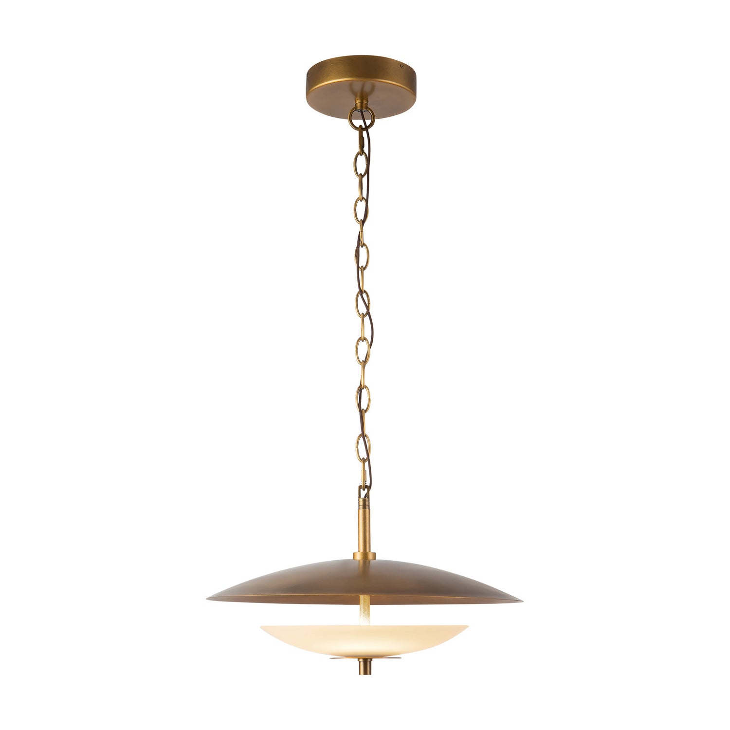 Alora - PD315015VBOP - LED Pendant - Prescott - Vintage Brass/Opal Matte Glass
