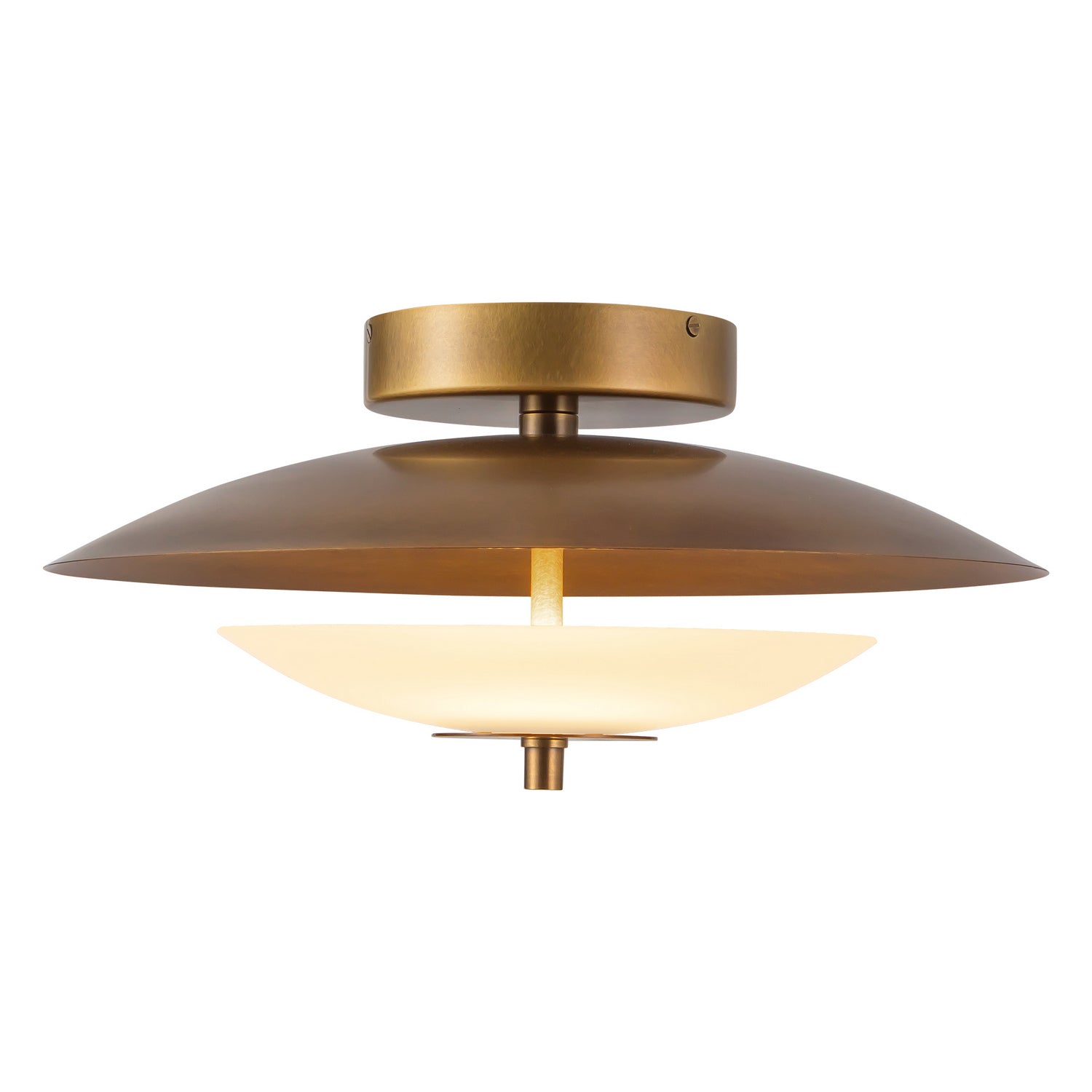 Alora - SF315015VBOP - LED Flush Mount - Prescott - Vintage Brass/Opal Matte Glass
