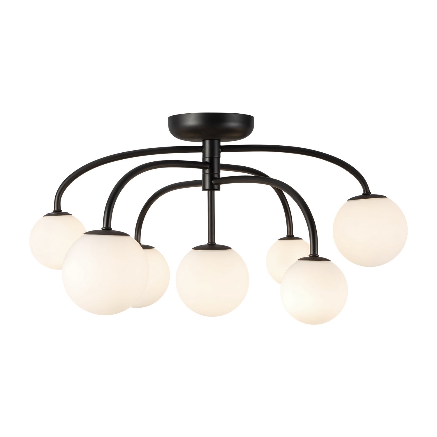 Alora - SF686027MBOP - Seven Light Flush Mount - Fiona - Matte Black/Opal Glass