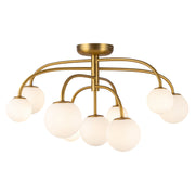 Alora - SF686033BGOP - Nine Light Flush Mount - Fiona - Brushed Gold/Opal Glass