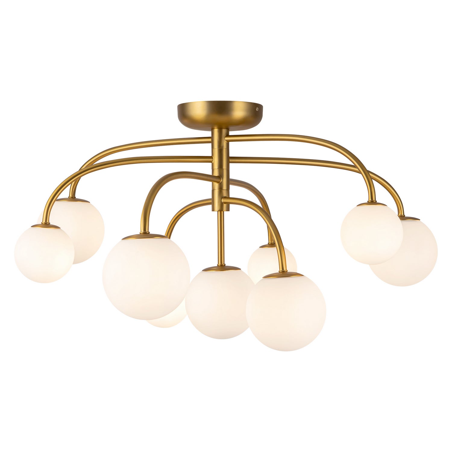 Alora - SF686033BGOP - Nine Light Flush Mount - Fiona - Brushed Gold/Opal Glass