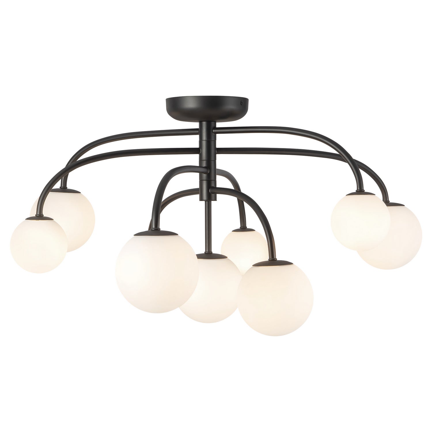 Alora - SF686033MBOP - Nine Light Flush Mount - Fiona - Matte Black/Opal Glass