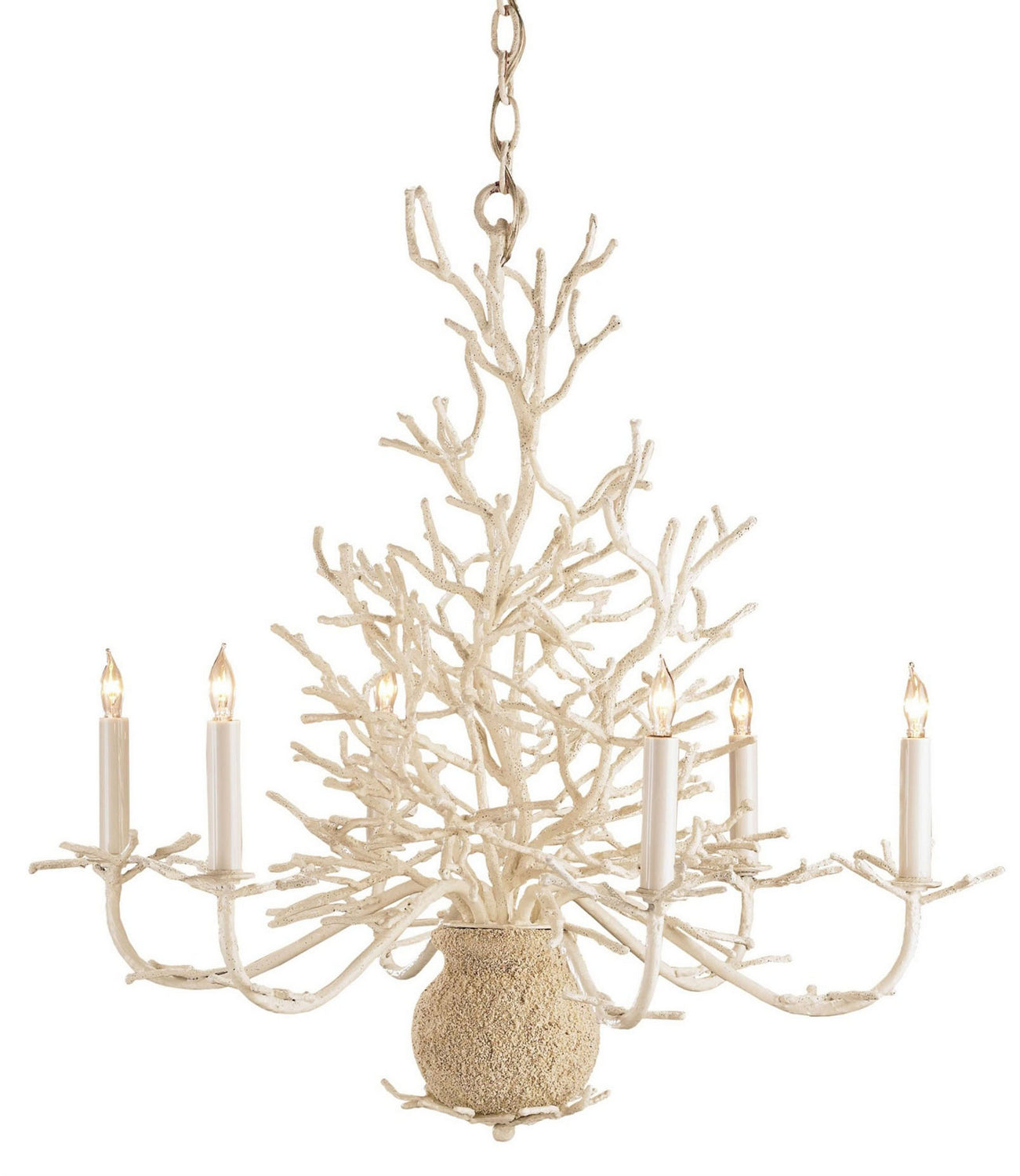 Currey and Company - 9218 - Six Light Chandelier - White Coral/Natural Sand