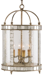 Currey and Company - 9229 - Four Light Lantern - Harlow Silver Leaf/Antique Mirror