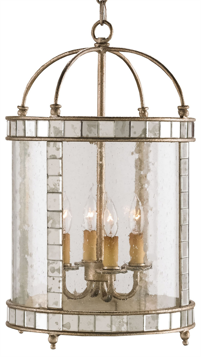 Currey and Company - 9229 - Four Light Lantern - Harlow Silver Leaf/Antique Mirror