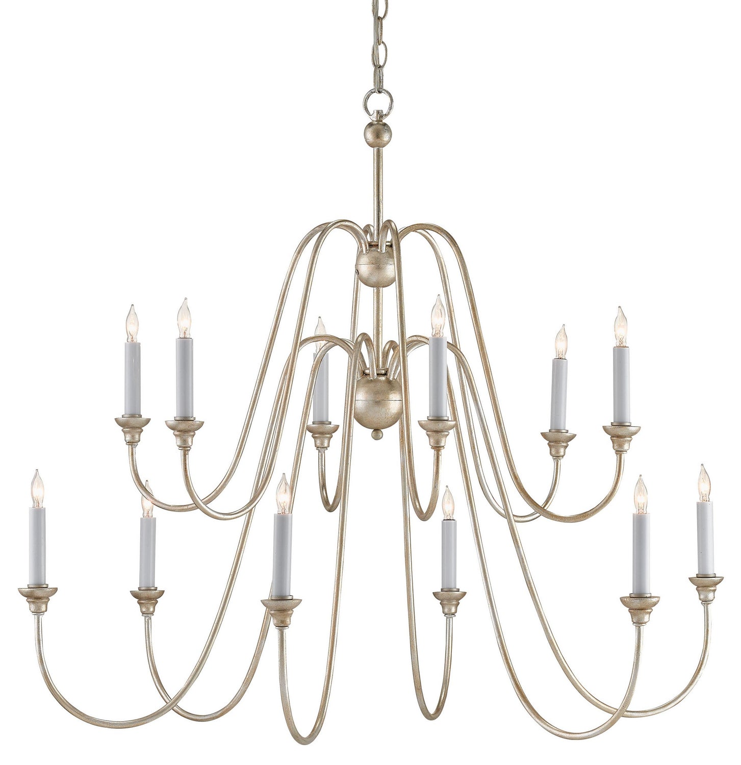Currey and Company - 9289 - 12 Light Chandelier - Silver Leaf