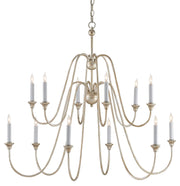 Currey and Company - 9289 - 12 Light Chandelier - Silver Leaf