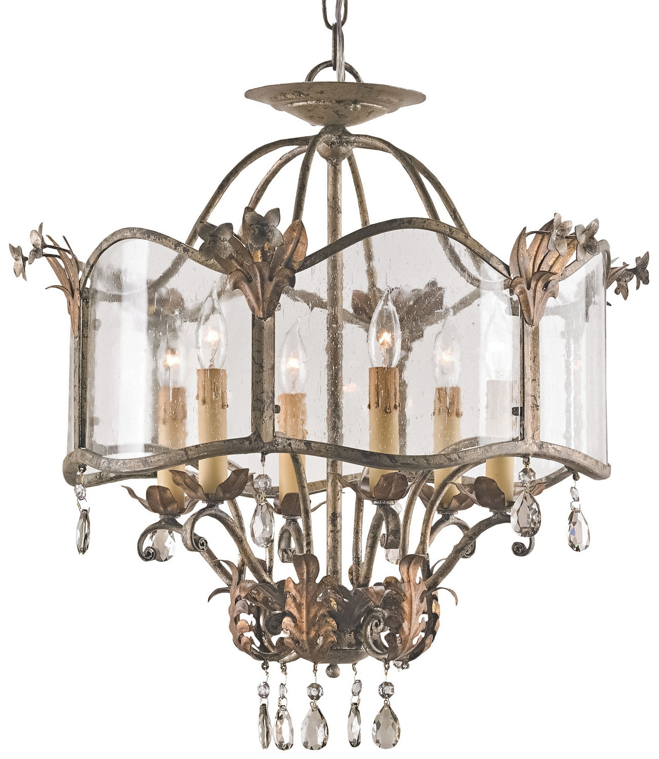 Currey and Company - 9387 - Six Light Lantern - Viejo Gold/Viejo Silver