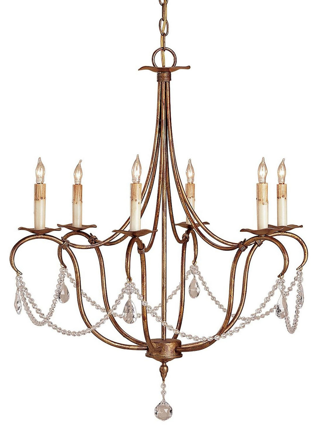 Currey and Company - 9880 - Six Light Chandelier - Rhine Gold