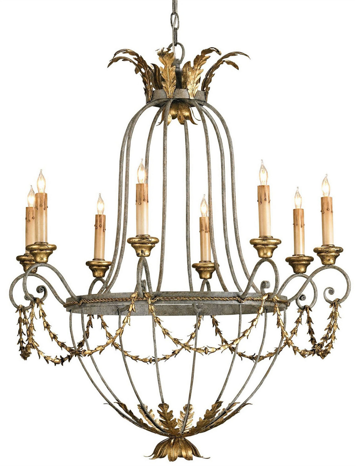 Currey and Company - 9948 - Eight Light Chandelier - Etruscan/Gold Leaf