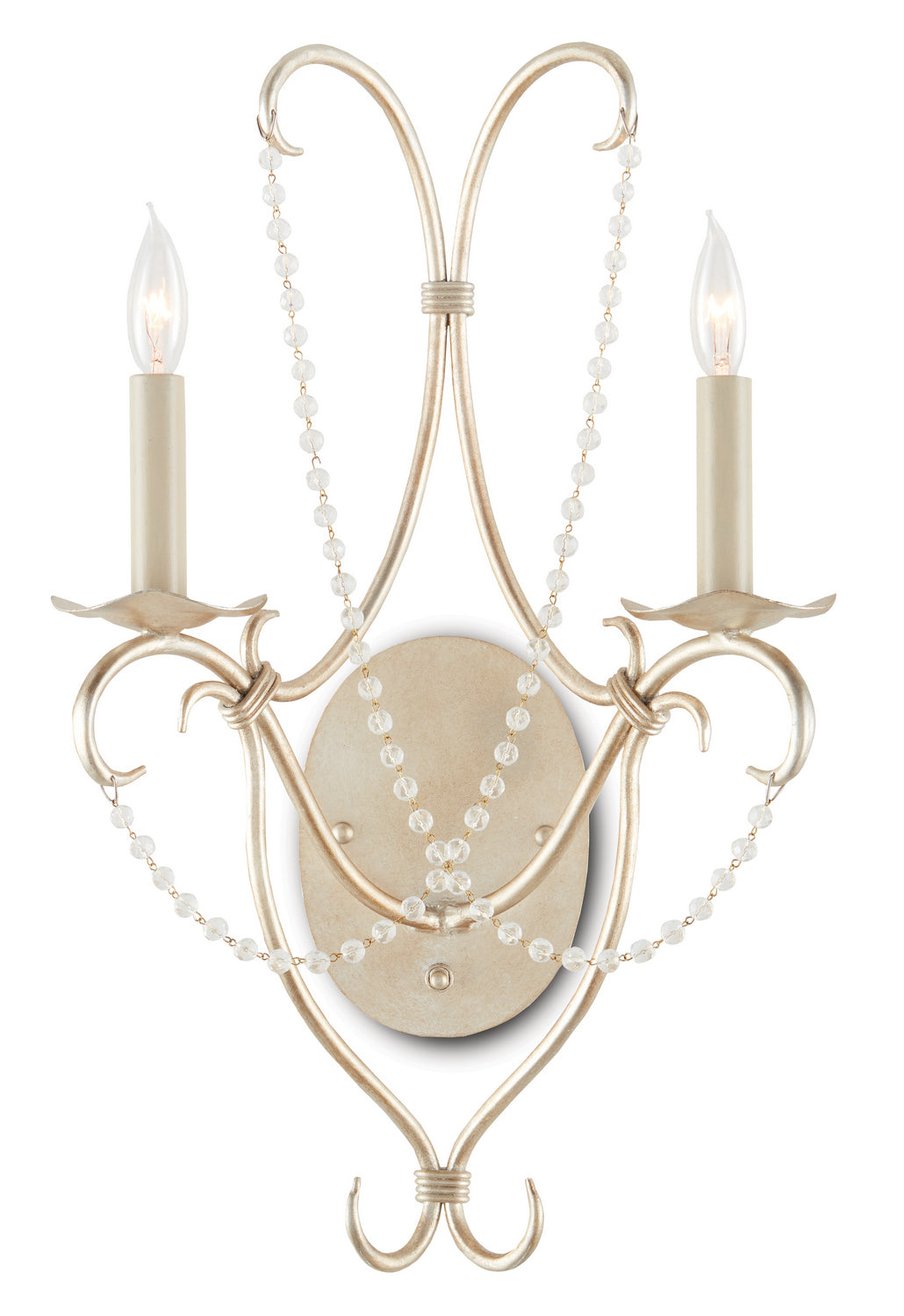 Currey and Company - 5980 - Two Light Wall Sconce - Silver Leaf