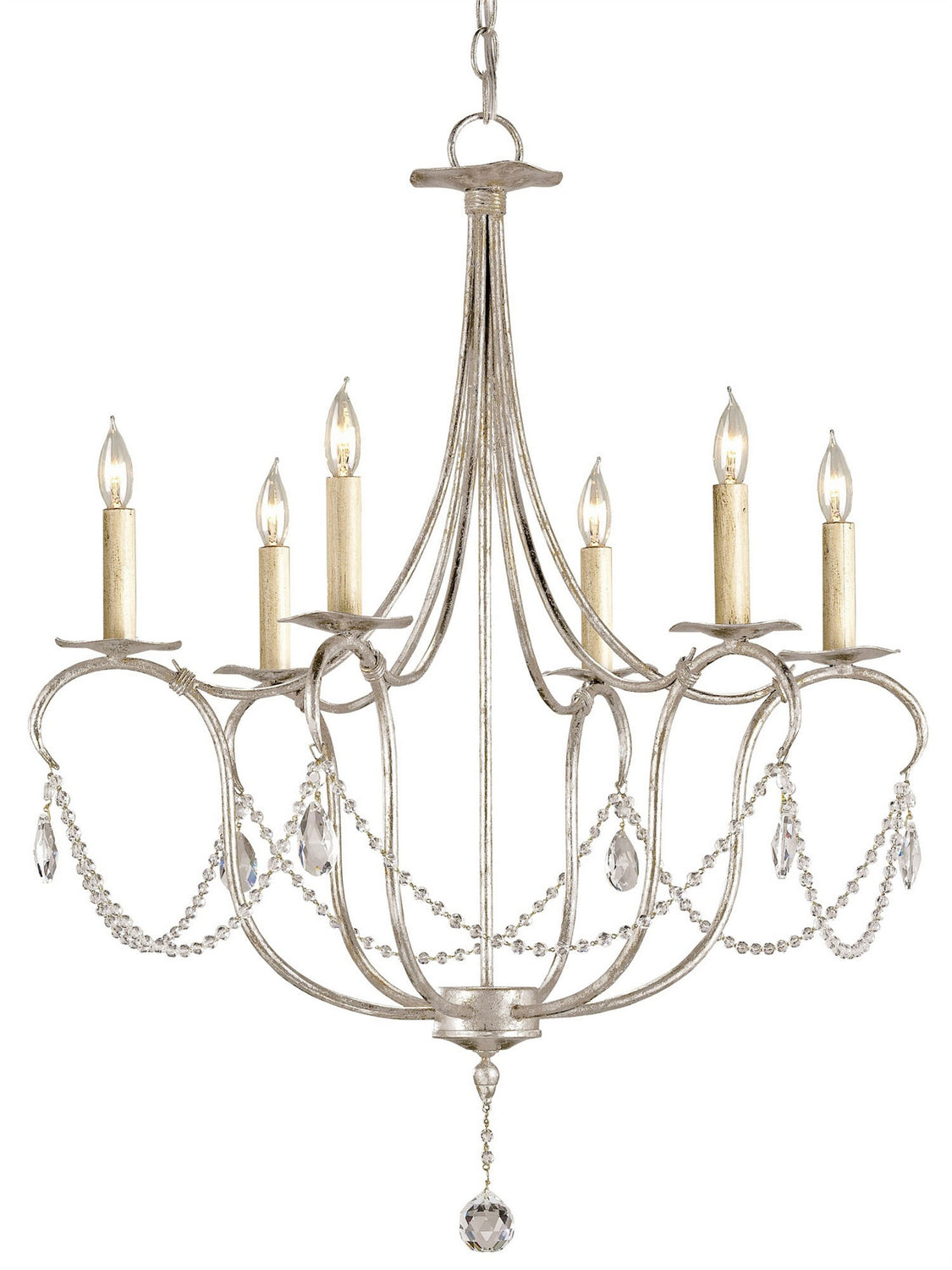 Currey and Company - 9890 - Six Light Chandelier - Silver Leaf