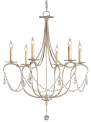 Currey and Company - 9890 - Six Light Chandelier - Silver Leaf