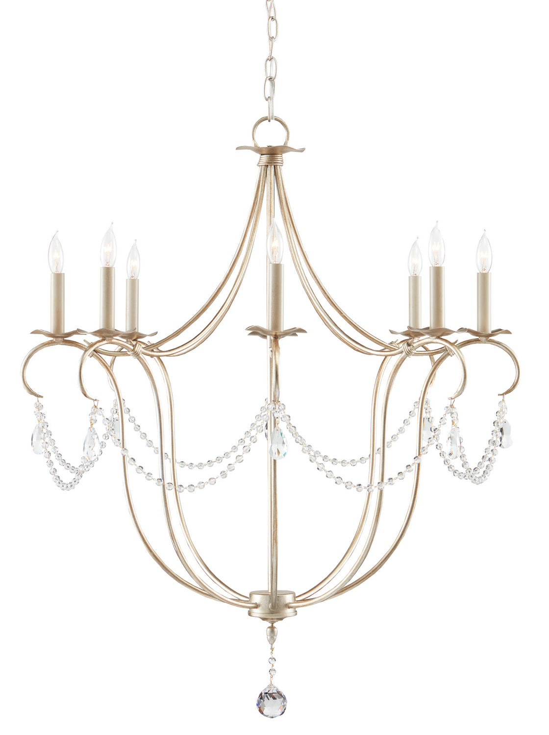 Currey and Company - 9891 - Eight Light Chandelier - Silver Leaf